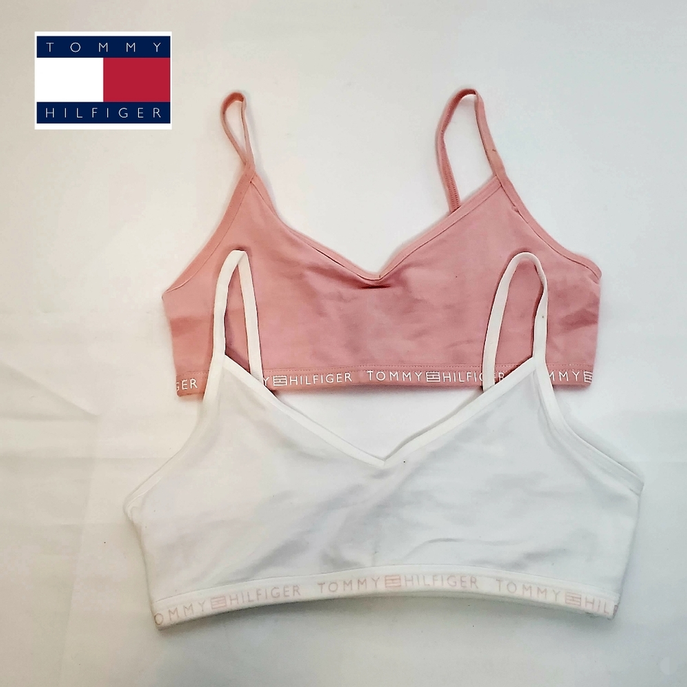 Tommy Hilfiger Pink & White Logo Training Bra Set